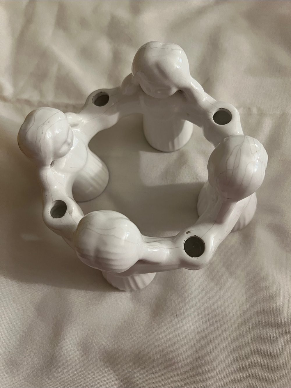 White Ceramic Halo Candle Holder - Home Art